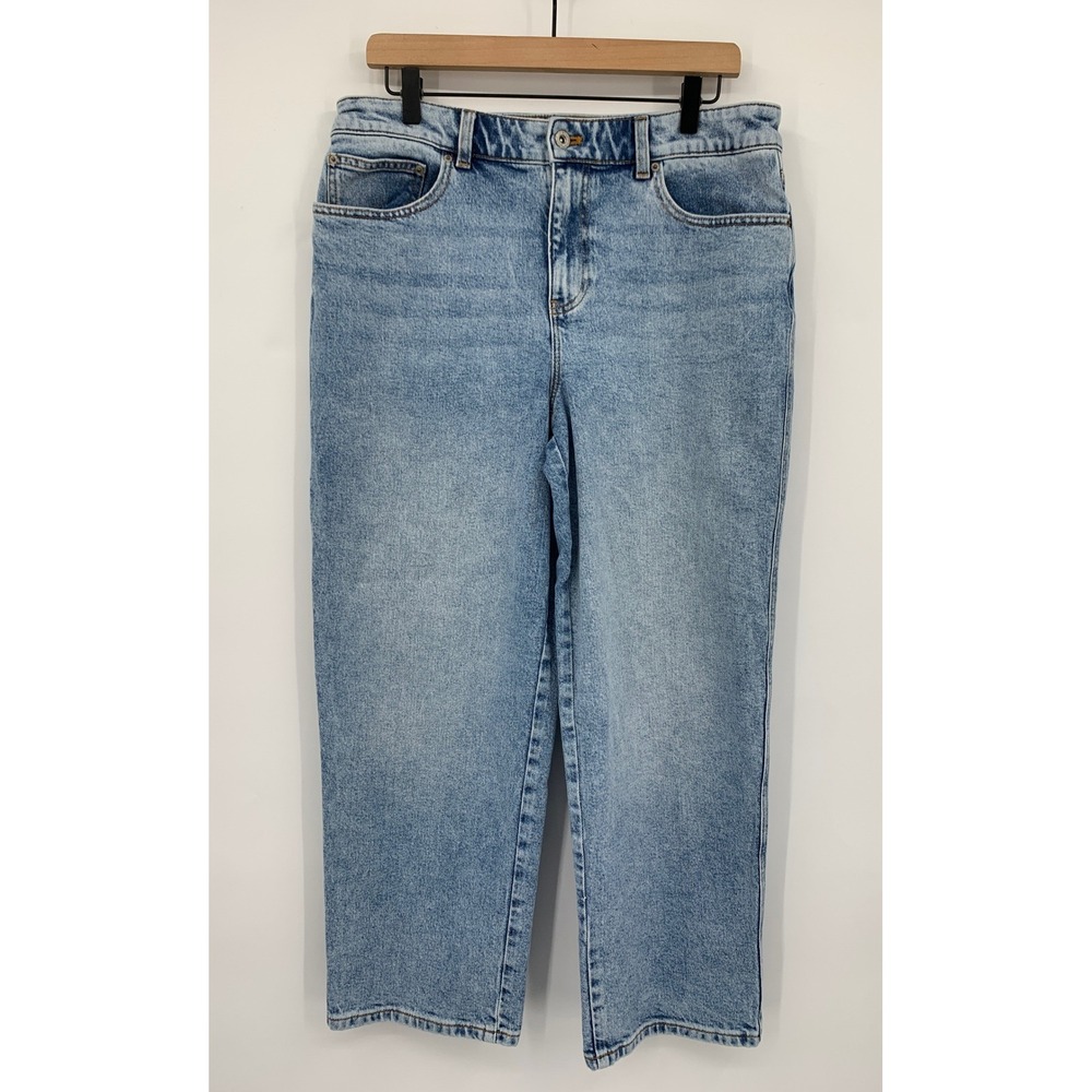 Talbots Jeans Womens 12‎ Blue High Waist Straight Ankle Light Wash Denim Pants